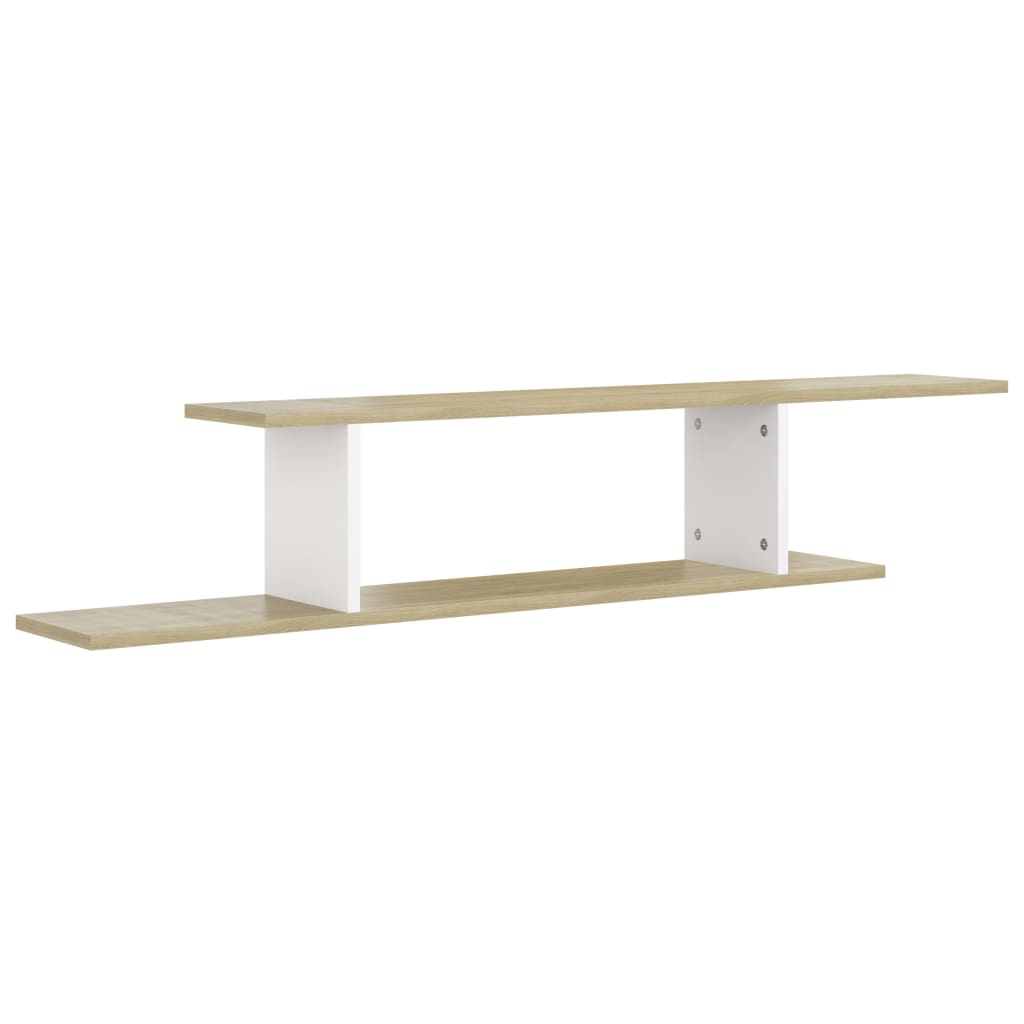 Wall-Mounted TV Shelf White & Sonoma Oak 125x18x23 cm Engineered Wood