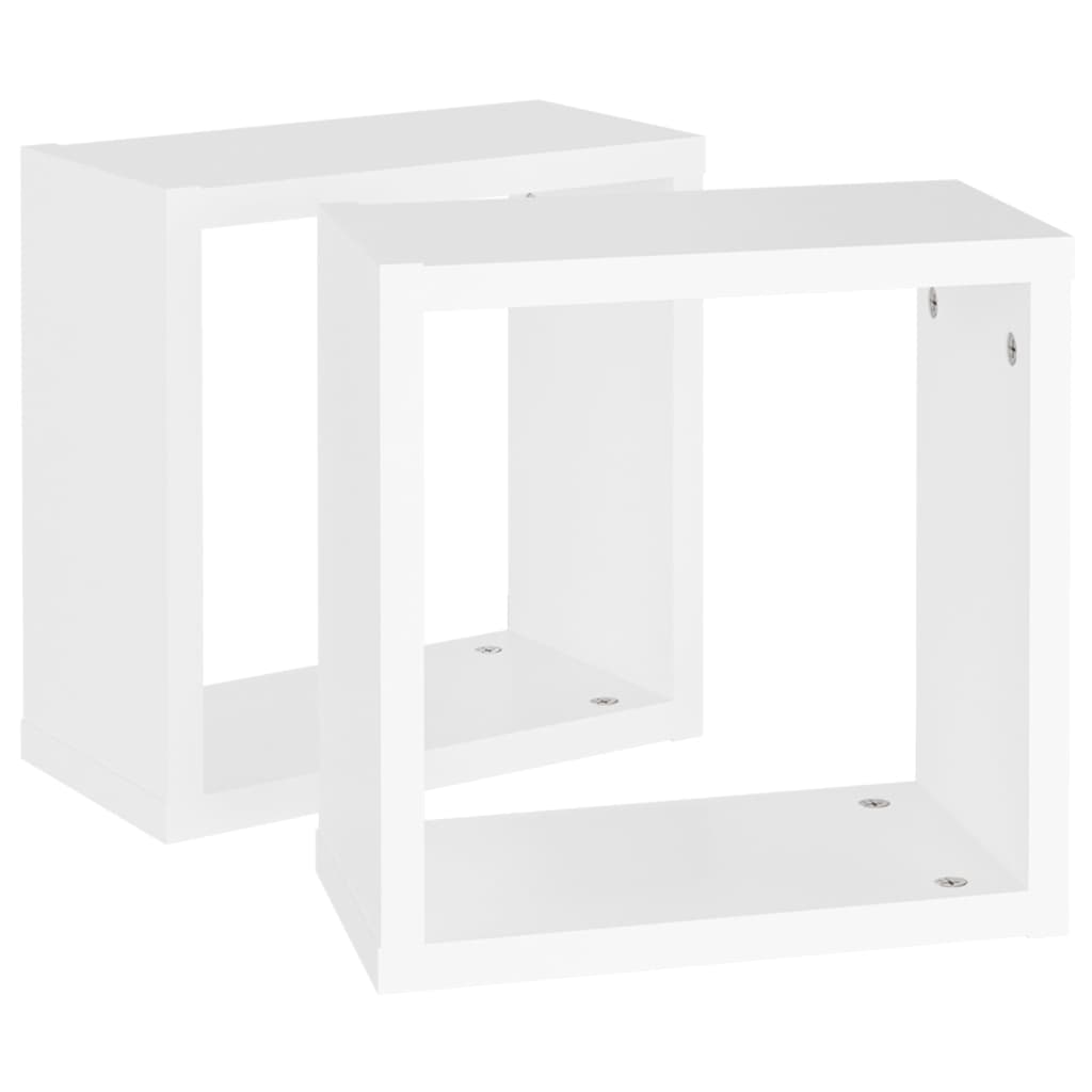 Wall Cube Shelves 2 pcs White 30x15x30 cm