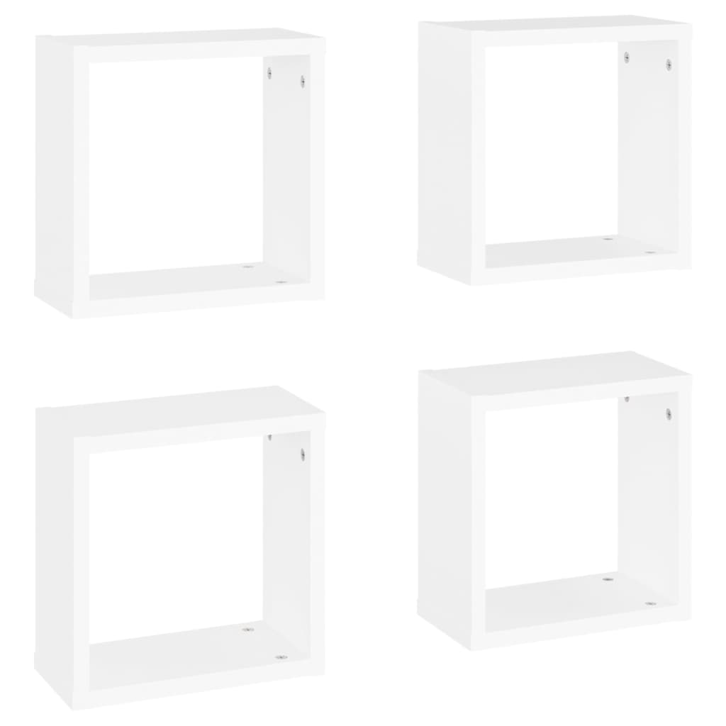 Wall Cube Shelves 4 pcs White 30x15x30 cm