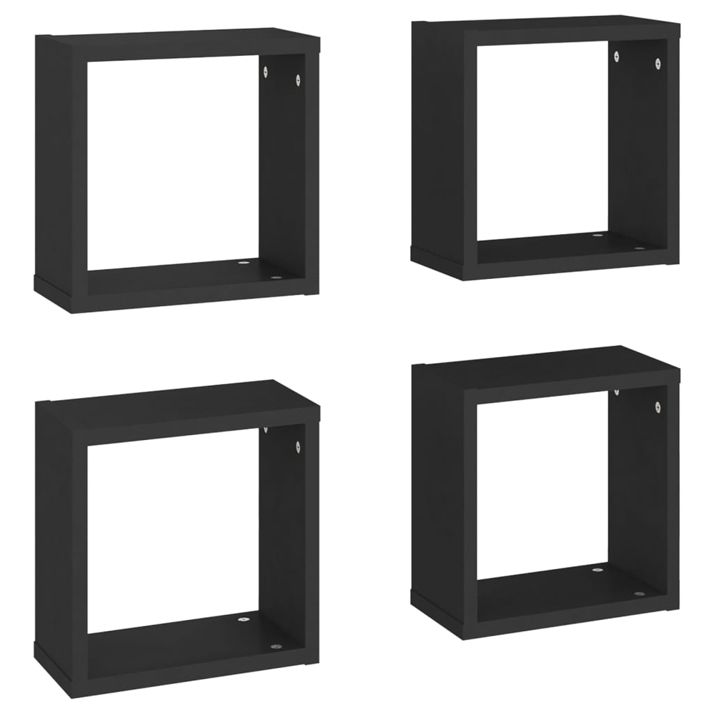 Wall Cube Shelves 4 pcs Black 30x15x30 cm