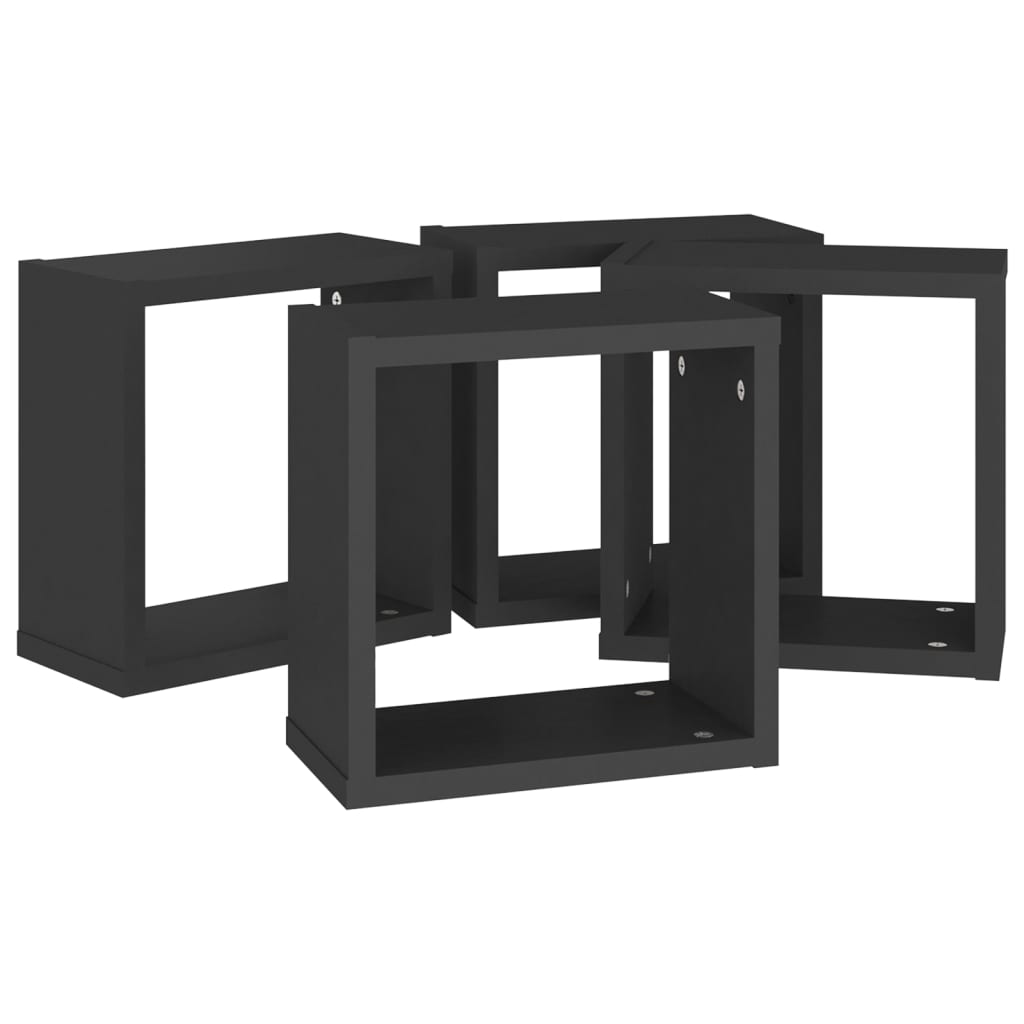 Wall Cube Shelves 4 pcs Black 30x15x30 cm