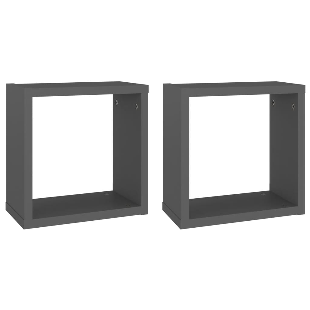 Wall Cube Shelves 2 pcs Grey 30x15x30 cm