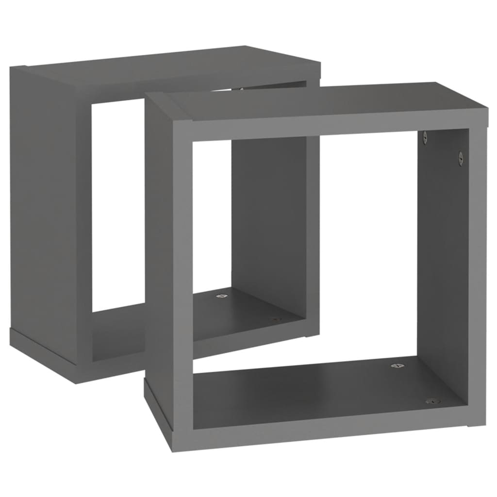 Wall Cube Shelves 2 pcs Grey 30x15x30 cm