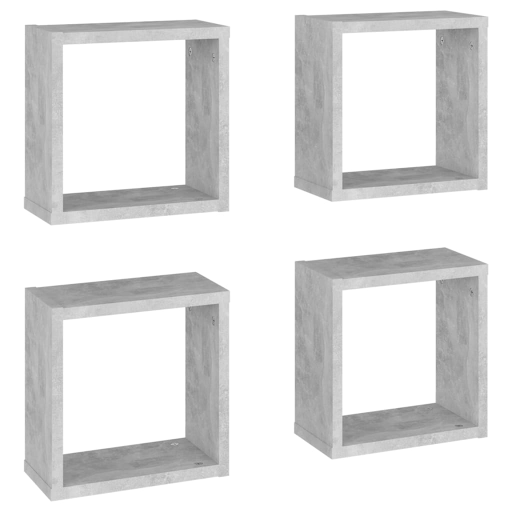 Wall Cube Shelves 4 pcs Concrete Grey 30x15x30 cm