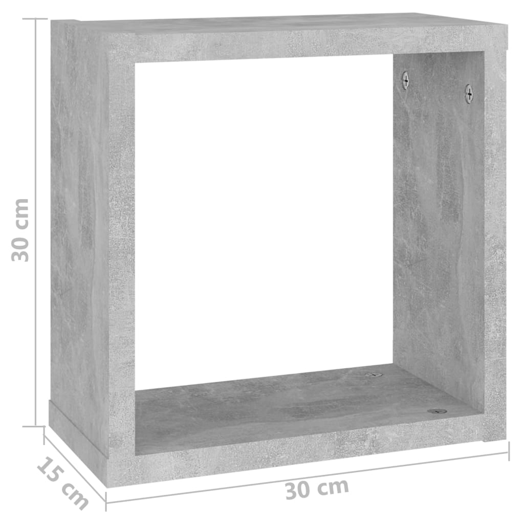 Wall Cube Shelves 4 pcs Concrete Grey 30x15x30 cm