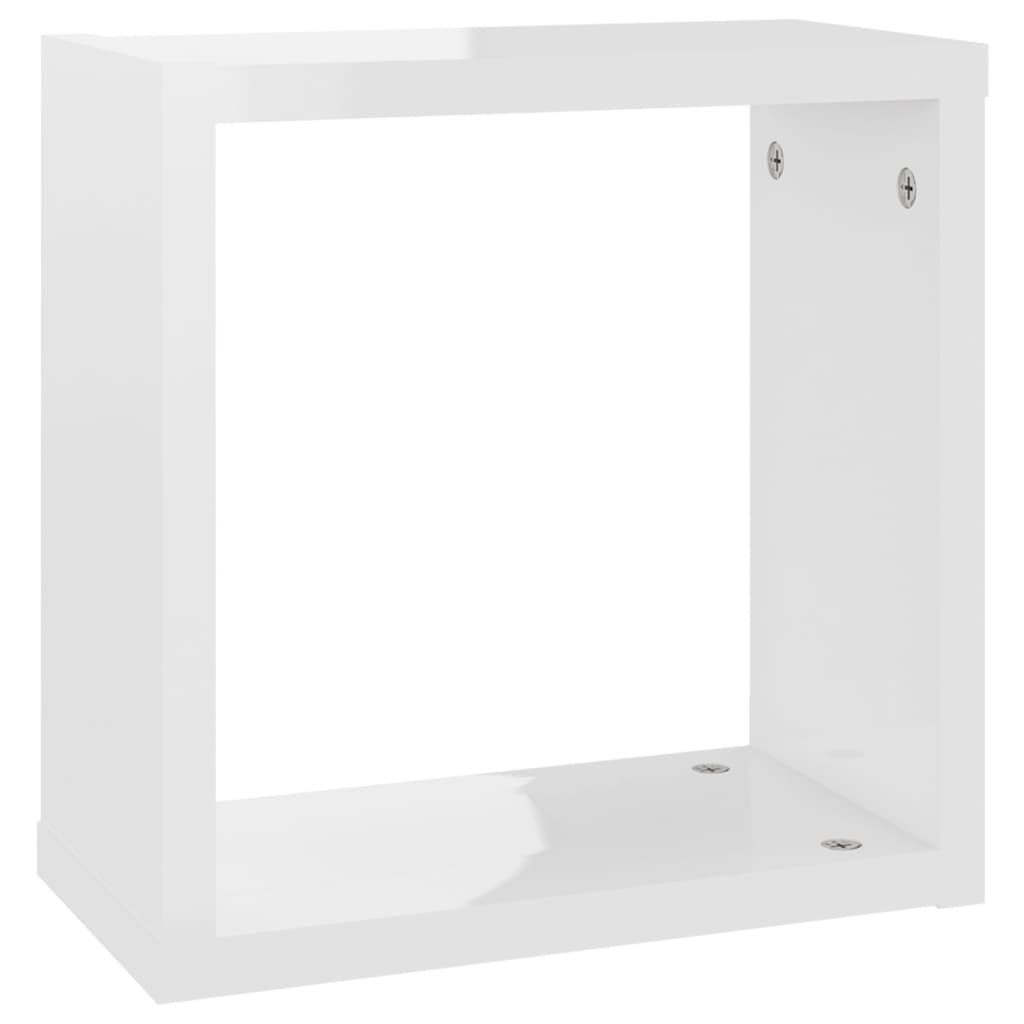 Wall Cube Shelves 2 pcs High Gloss White 30x15x30 cm