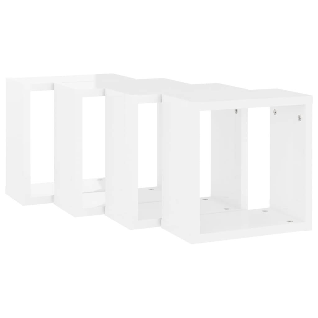 Wall Cube Shelves 4 pcs High Gloss White 30x15x30 cm