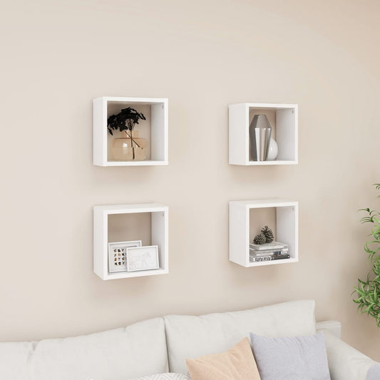 Wall Cube Shelves 4 pcs White 26x15x26 cm