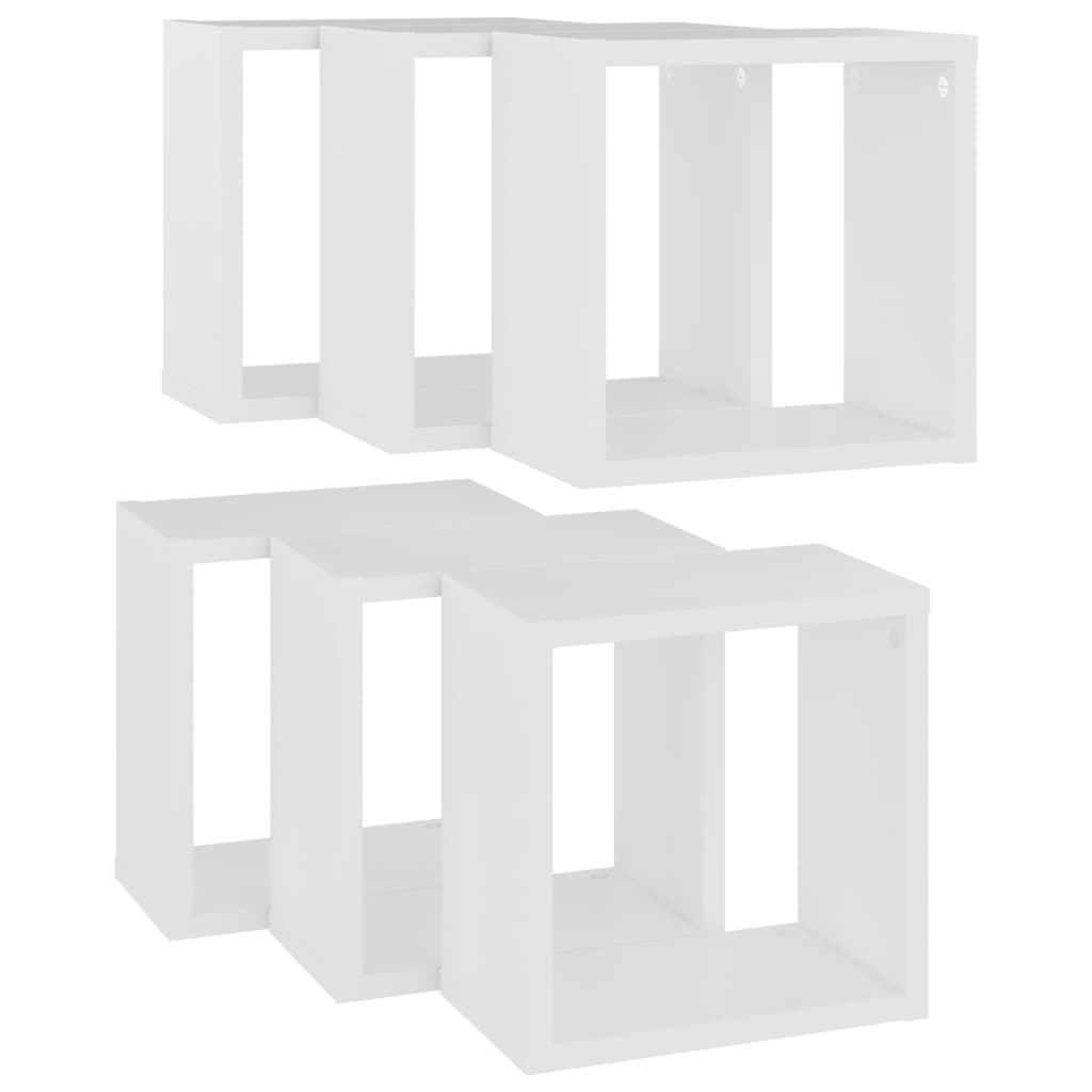 Wall Cube Shelves 6 pcs White 26x15x26 cm