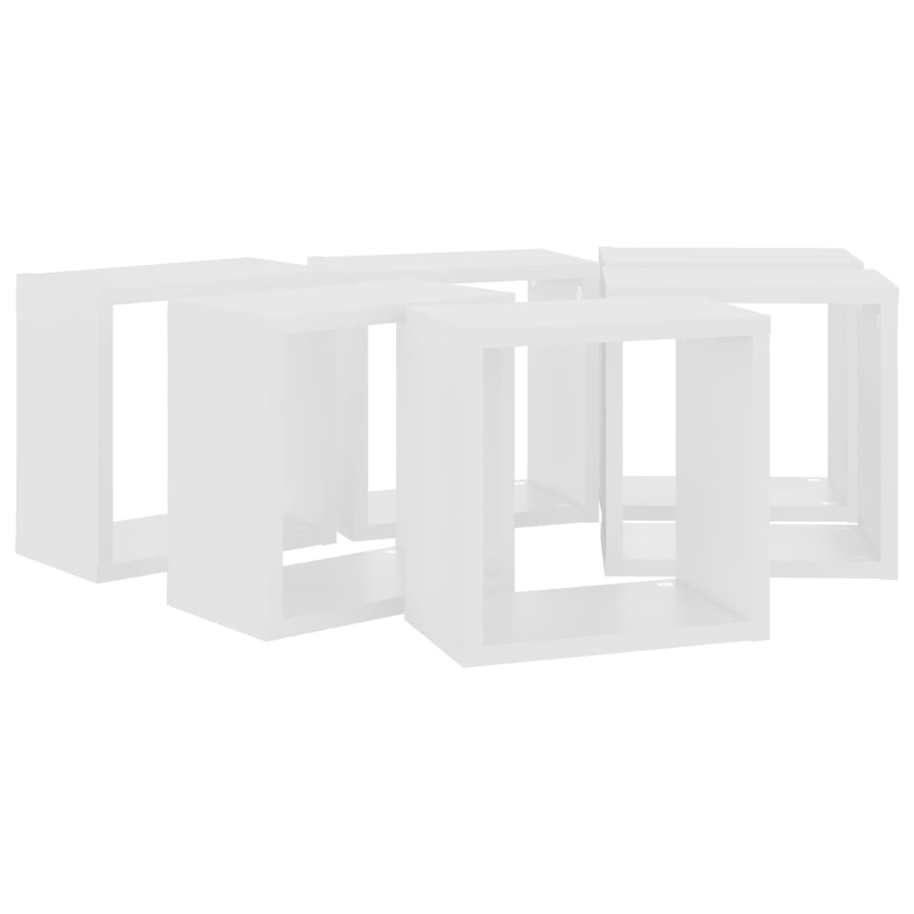 Wall Cube Shelves 6 pcs White 26x15x26 cm