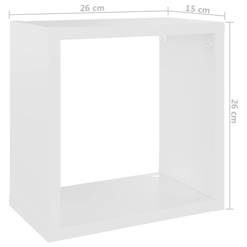 Wall Cube Shelves 6 pcs White 26x15x26 cm