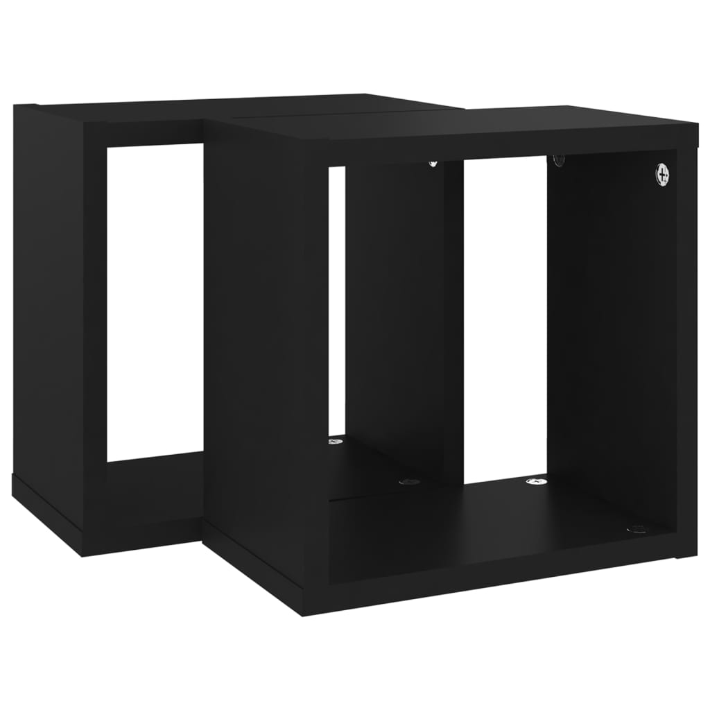 Wall Cube Shelves 2 pcs Black 26x15x26 cm