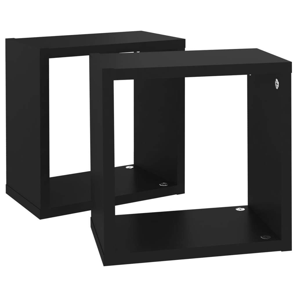 Wall Cube Shelves 2 pcs Black 26x15x26 cm