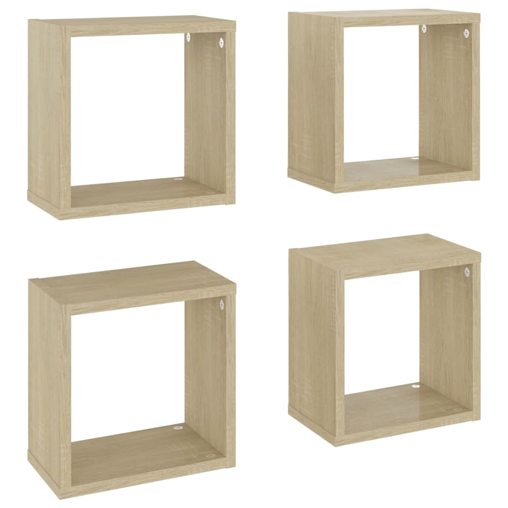 Wall Cube Shelves 4 pcs Sonoma Oak 26x15x26 cm