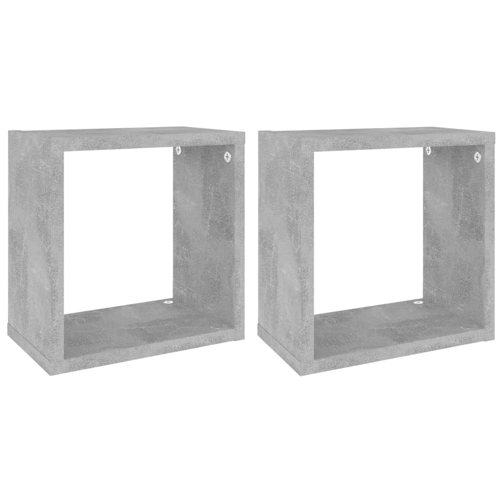 Wall Cube Shelves 2 pcs Concrete Grey 26x15x26 cm