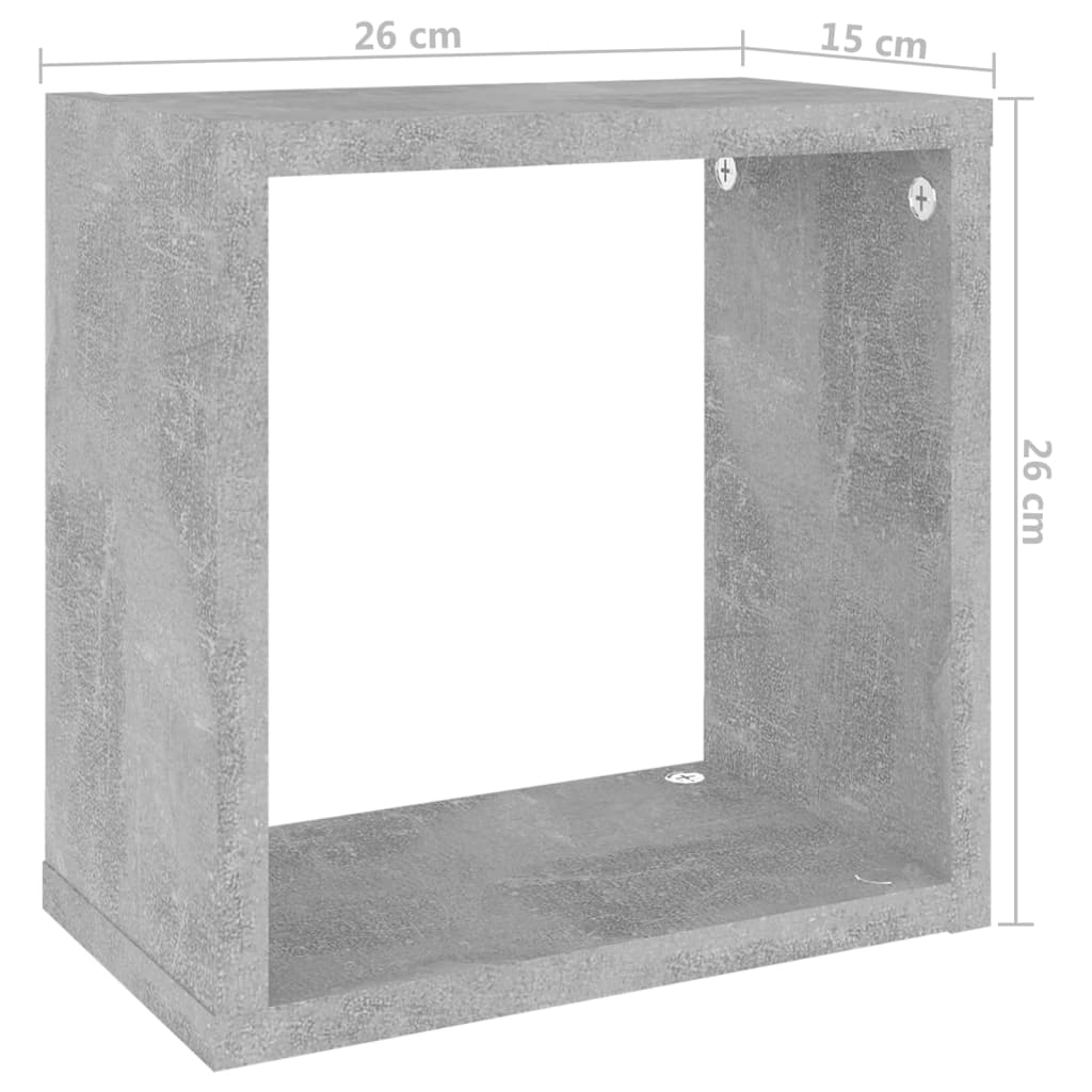 Wall Cube Shelves 6 pcs Concrete Grey 26x15x26 cm