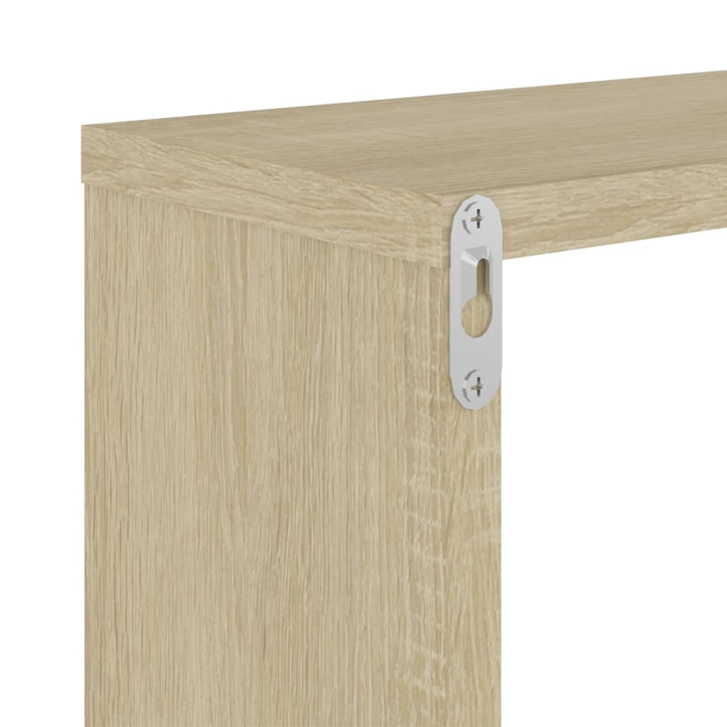 Wall Cube Shelves 2 pcs White and Sonoma Oak 26x15x26 cm