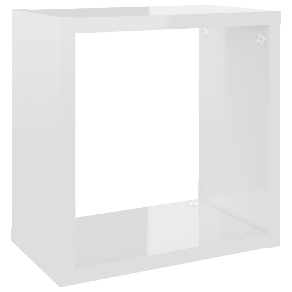 Wall Cube Shelves 2 pcs High Gloss White 26x15x26 cm