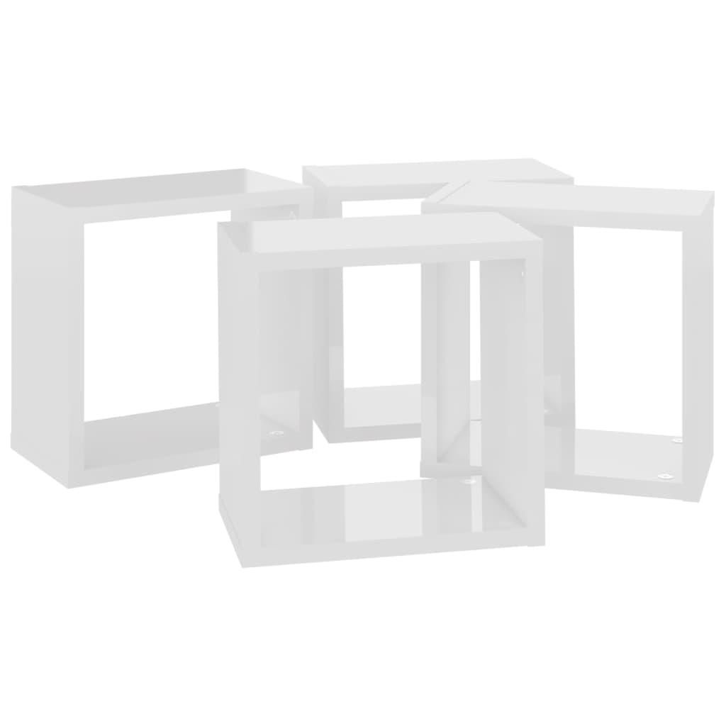 Wall Cube Shelves 4 pcs High Gloss White 26x15x26 cm