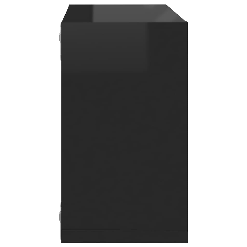 Wall Cube Shelves 2 pcs High Gloss Black 26x15x26 cm