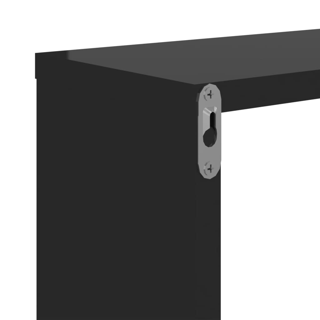 Wall Cube Shelves 2 pcs High Gloss Black 26x15x26 cm