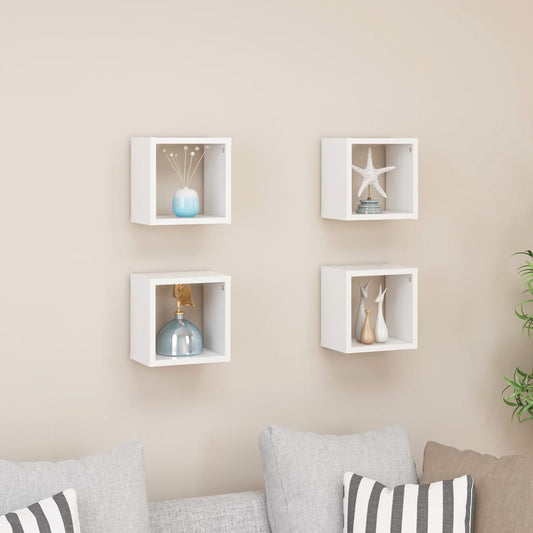 Wall Cube Shelves 4 pcs White 22x15x22 cm