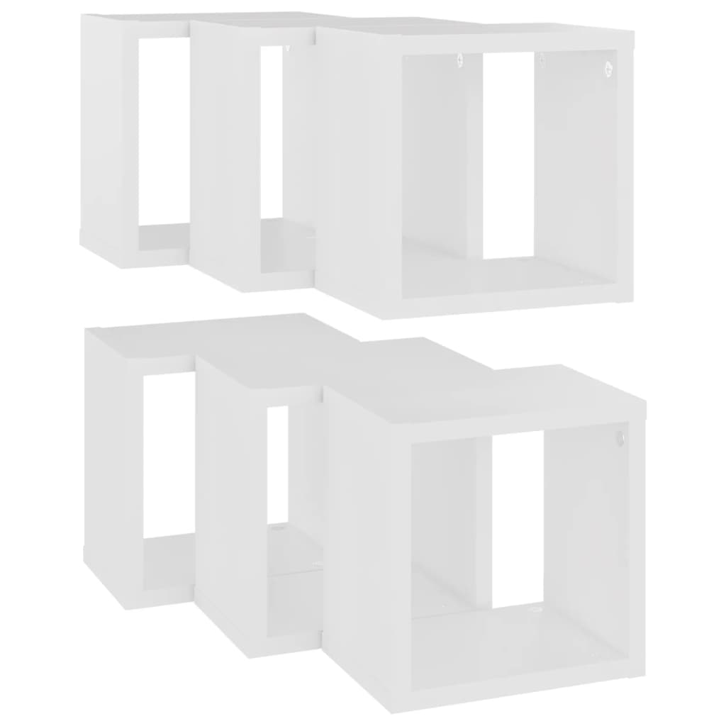 Wall Cube Shelves 6 pcs White 22x15x22 cm