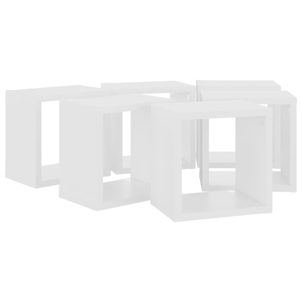 Wall Cube Shelves 6 pcs White 22x15x22 cm