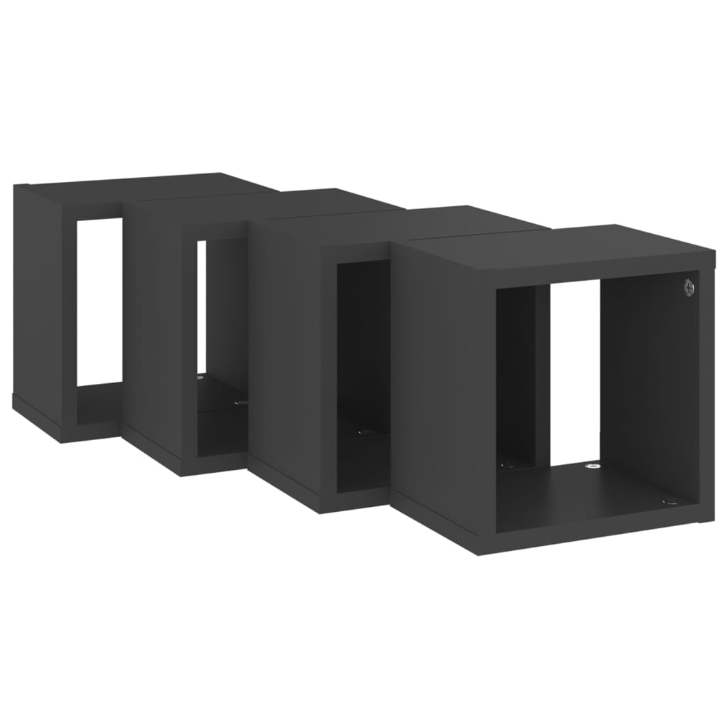 Wall Cube Shelves 4 pcs Grey 22x15x22 cm