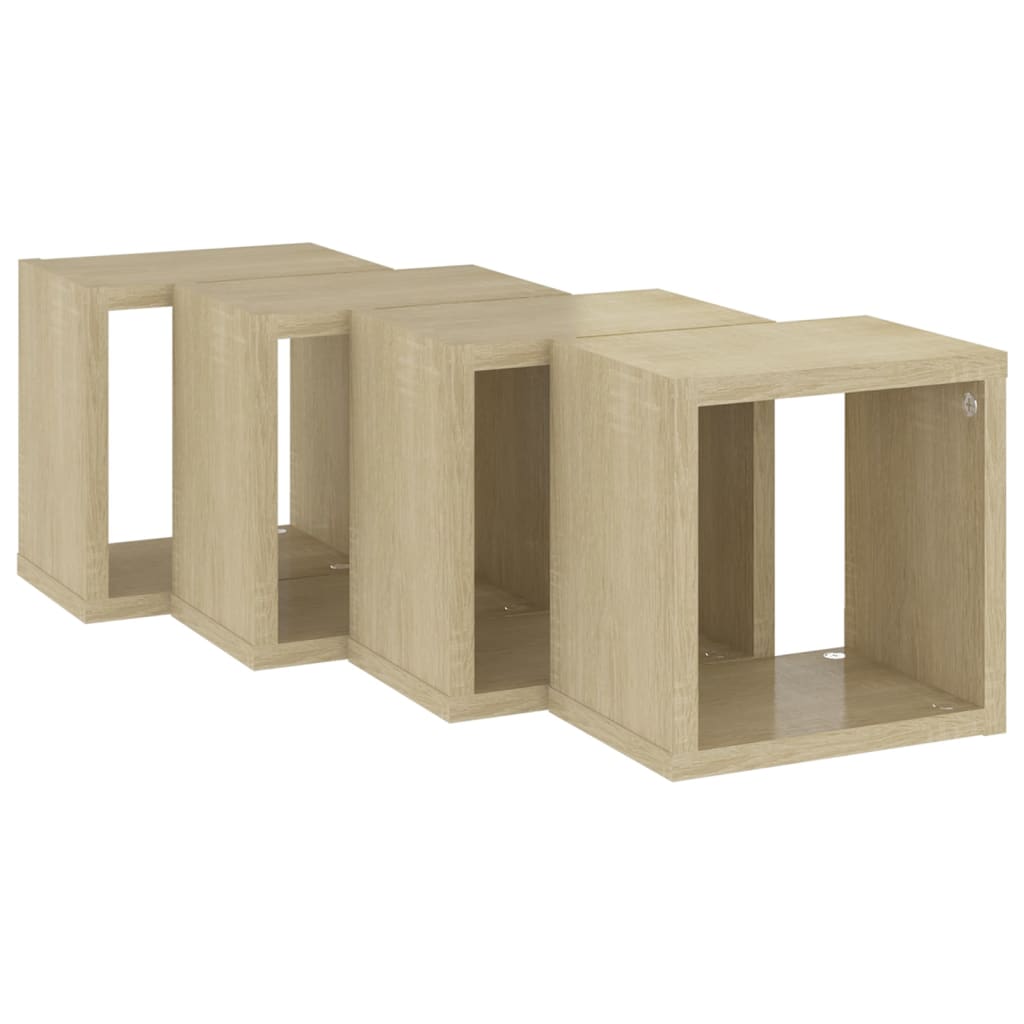 Wall Cube Shelves 4 pcs Sonoma Oak 22x15x22 cm