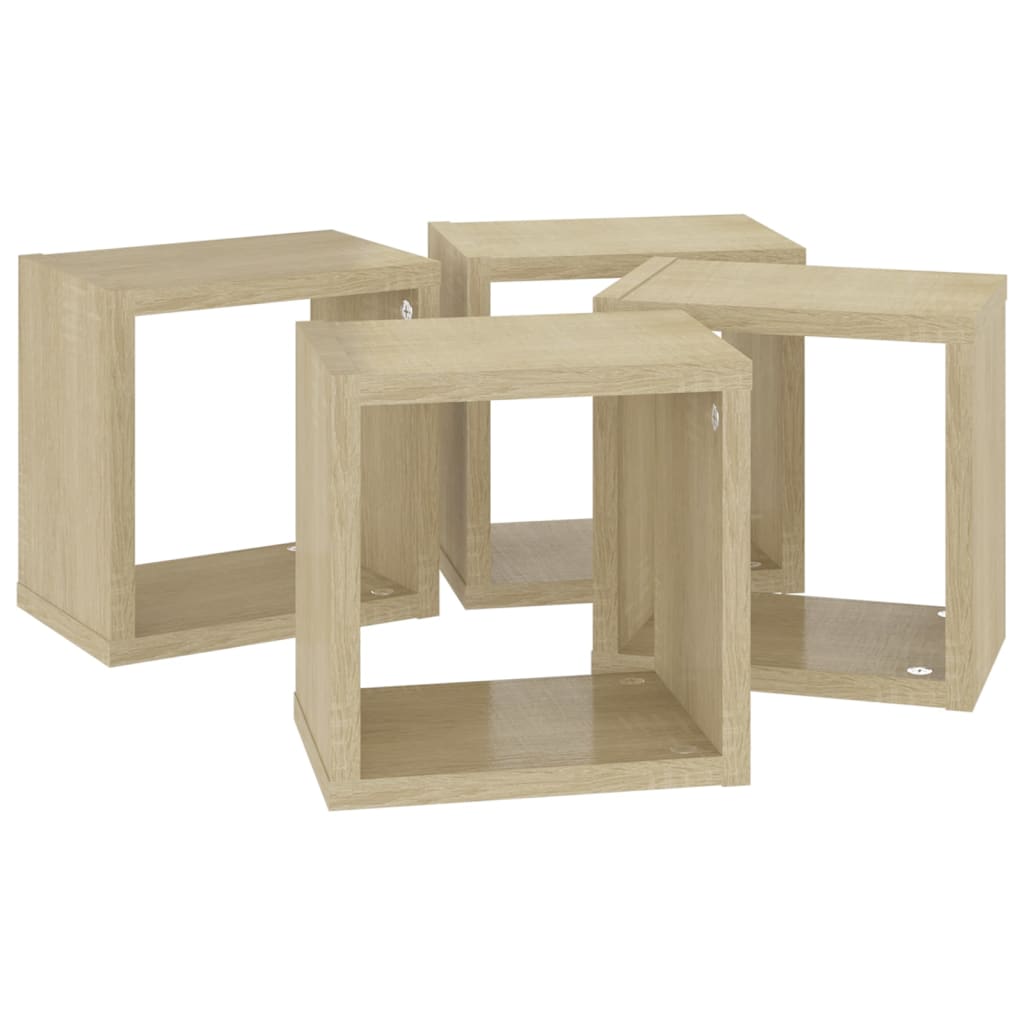 Wall Cube Shelves 4 pcs Sonoma Oak 22x15x22 cm