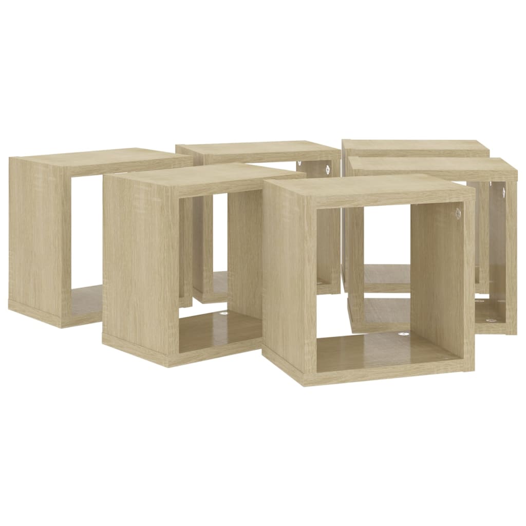 Wall Cube Shelves 6 pcs Sonoma Oak 22x15x22 cm