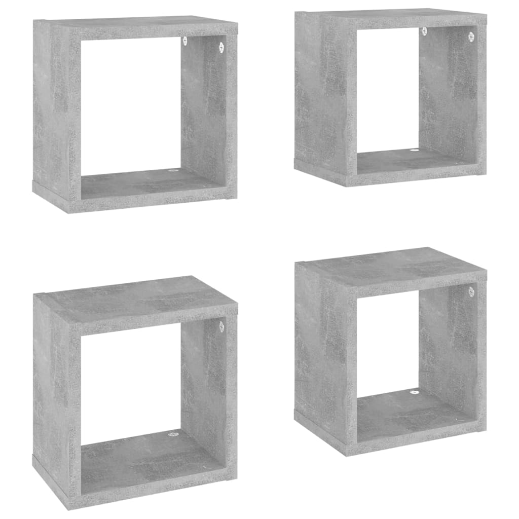 Wall Cube Shelves 4 pcs Concrete Grey 22x15x22 cm