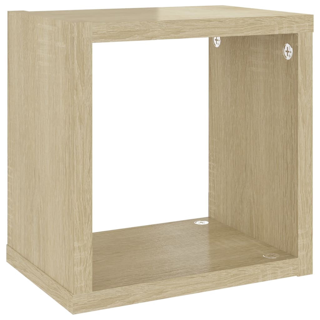 Wall Cube Shelves 6 pcs White and Sonoma Oak 22x15x22 cm