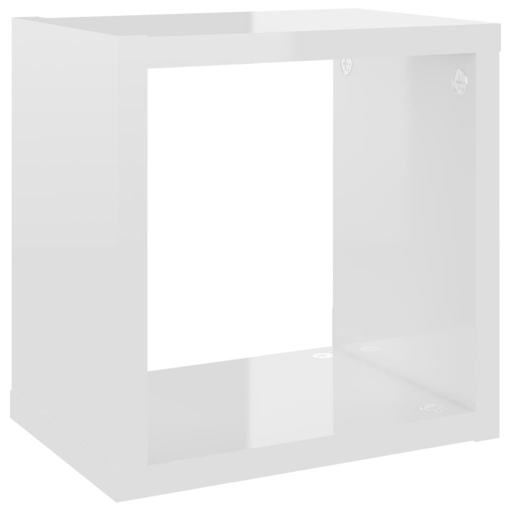 Wall Cube Shelves 4 pcs High Gloss White 22x15x22 cm