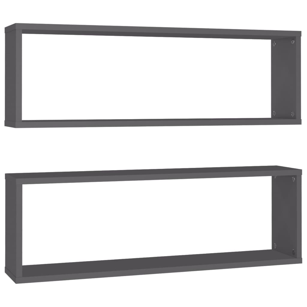 Wall Cube Shelves 2 pcs Grey 80x15x26.5 cm Engineered Wood