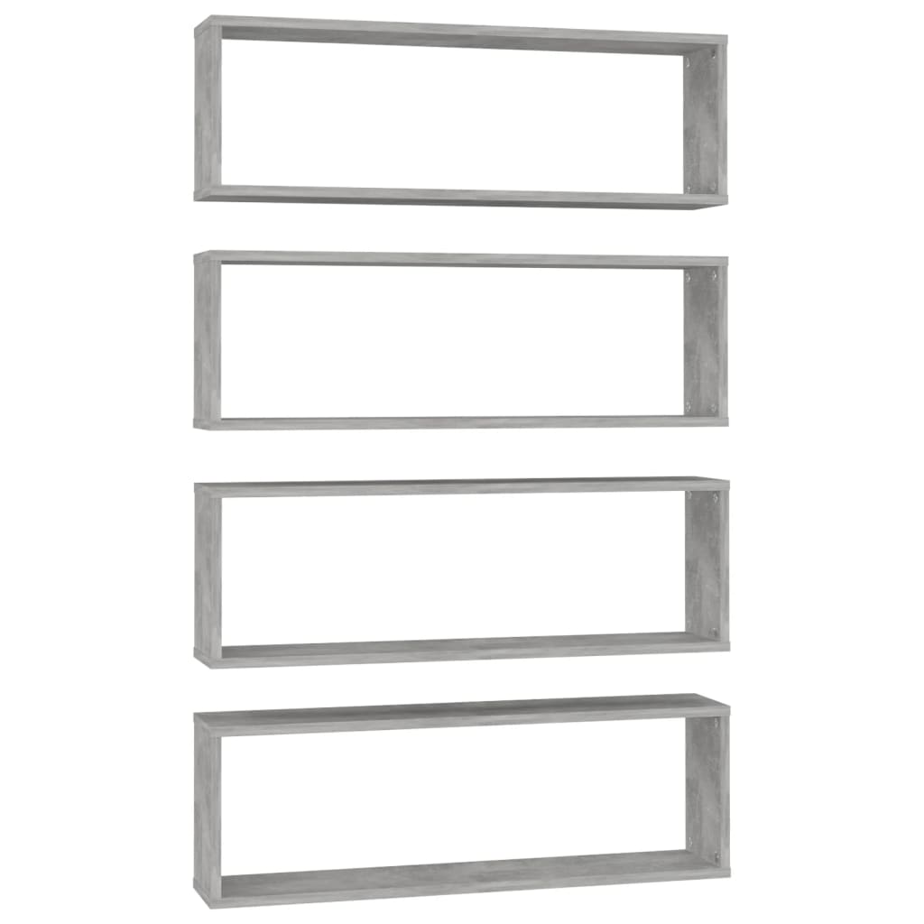 Wall Cube Shelves 4 pcs Concrete Grey 80x15x26.5 cm Engineered Wood