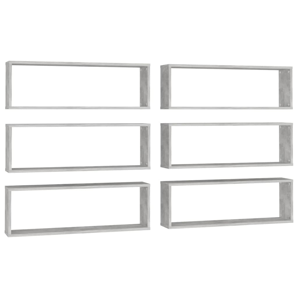 Wall Cube Shelves 6 pcs Concrete Grey 80x15x26.5 cm Engineered Wood