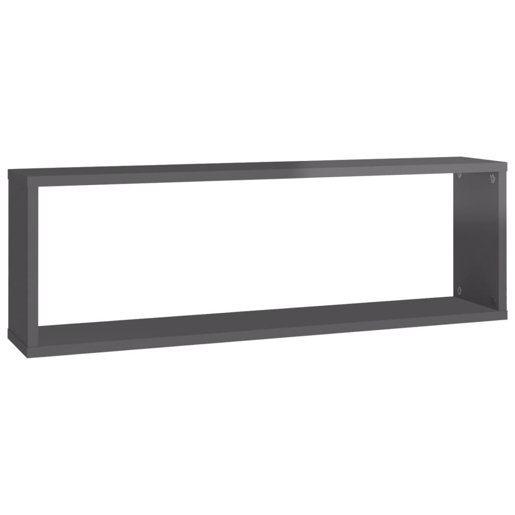 Wall Cube Shelves 4 pcs High Gloss Grey 80x15x26.5 cm Engineered Wood