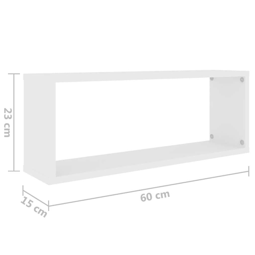 Wall Cube Shelves 2 pcs White 60x15x23 cm Engineered Wood