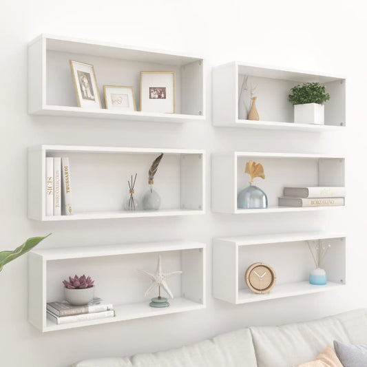 Wall Cube Shelves 6 pcs White 60x15x23 cm Engineered Wood