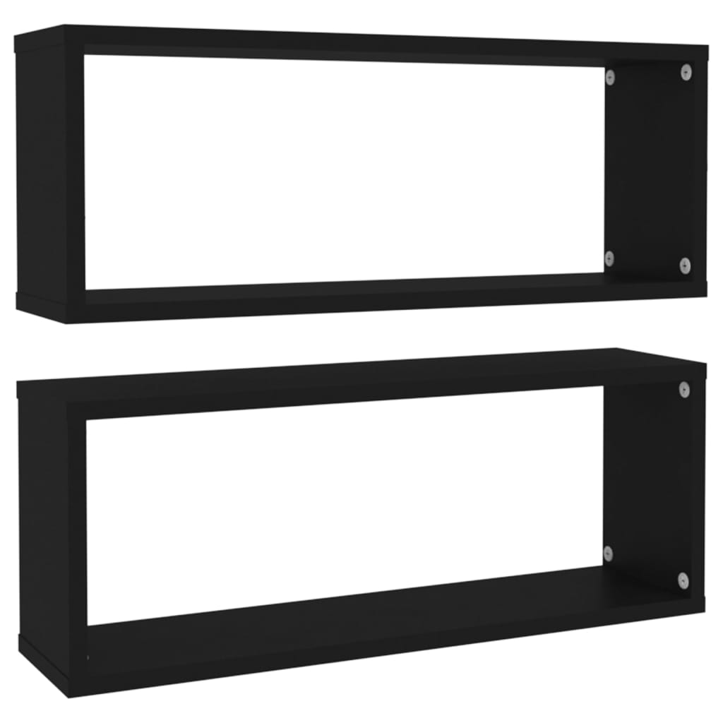 Wall Cube Shelves 2 pcs Black 60x15x23 cm Engineered Wood