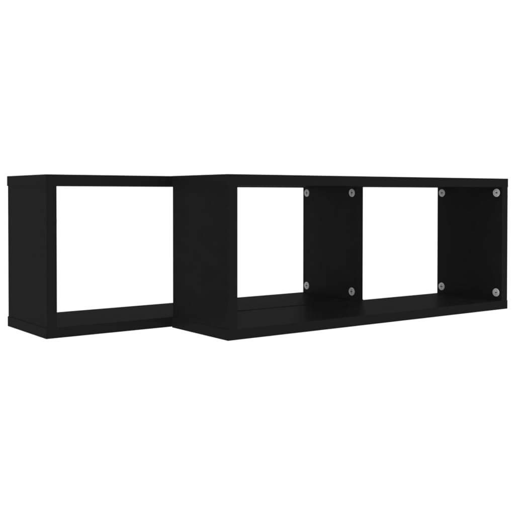 Wall Cube Shelves 2 pcs Black 60x15x23 cm Engineered Wood