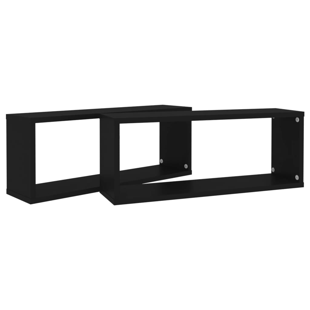 Wall Cube Shelves 2 pcs Black 60x15x23 cm Engineered Wood