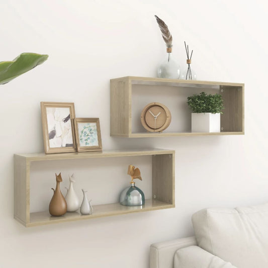 Wall Cube Shelves 2 pcs Sonoma Oak 60x15x23 cm Engineered Wood