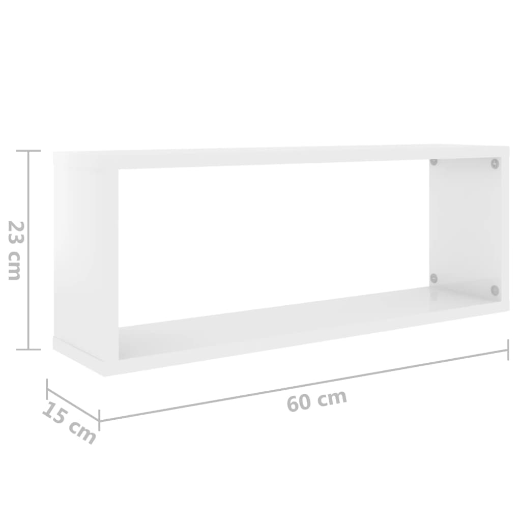 Wall Cube Shelves 4 pcs High Gloss White 60x15x23 cm Engineered Wood