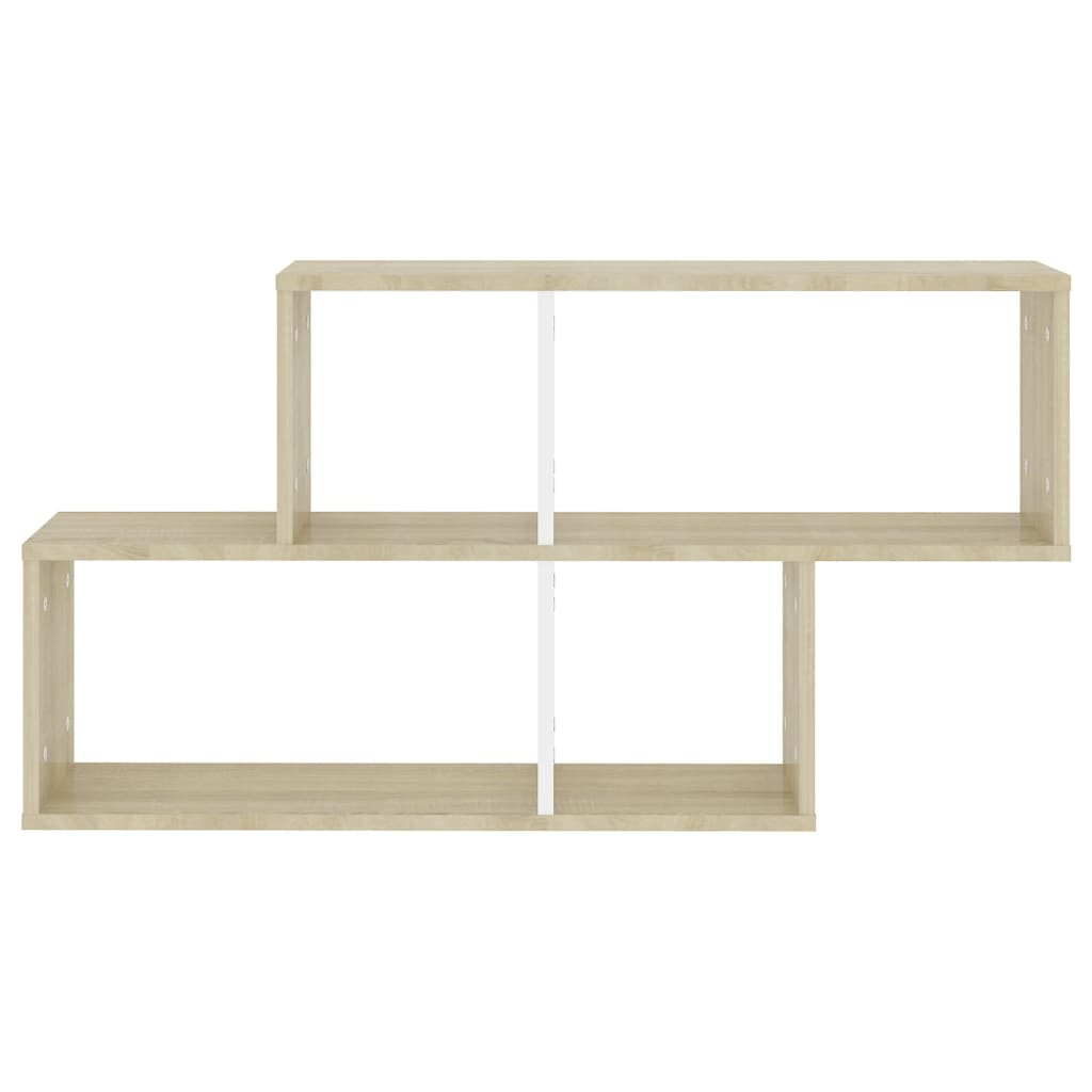 Wall Shelf White and Sonoma Oak 100x18x53 cm Engineered Wood