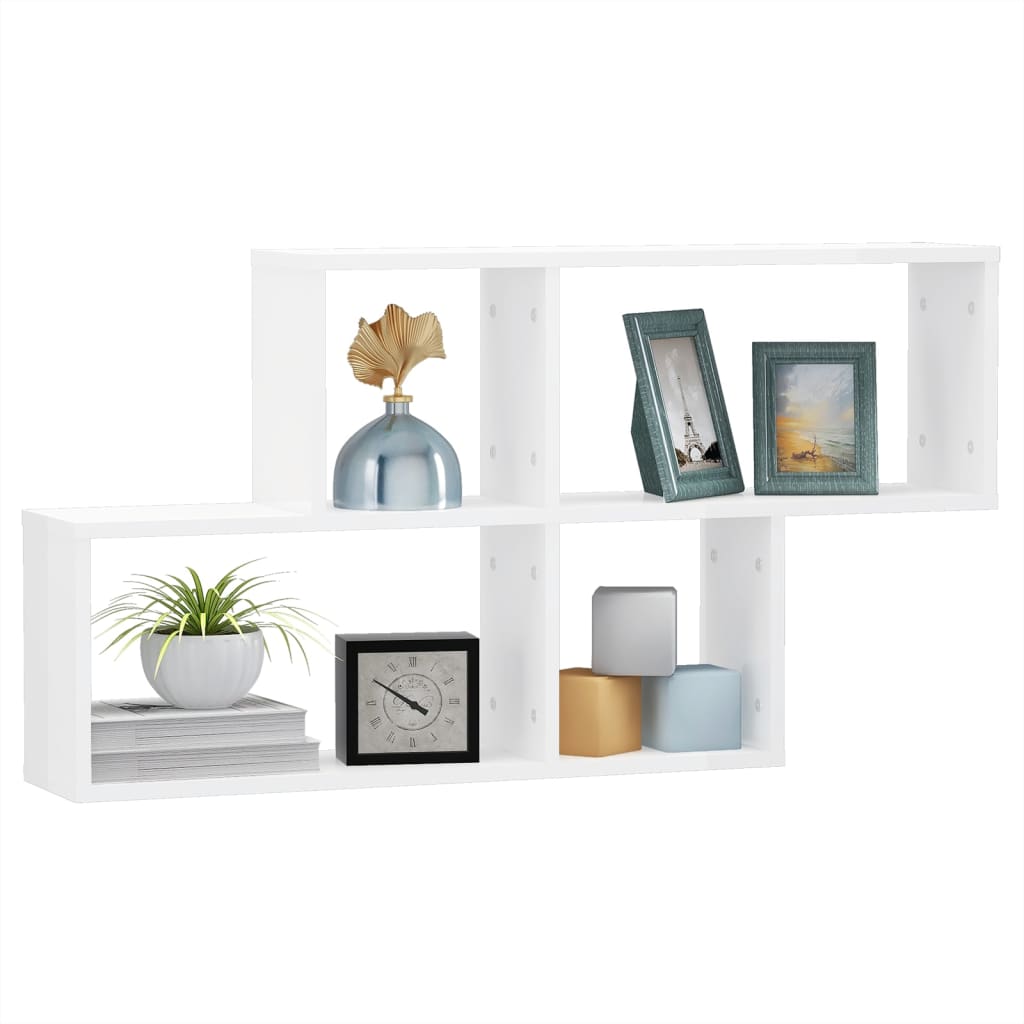 Wall Shelf High Gloss White 100x18x53 cm Engineered Wood