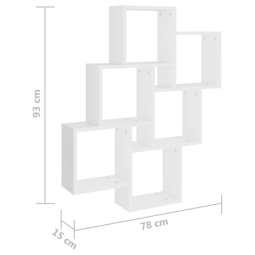 Wall Cube Shelf White 78x15x93 cm Engineered Wood