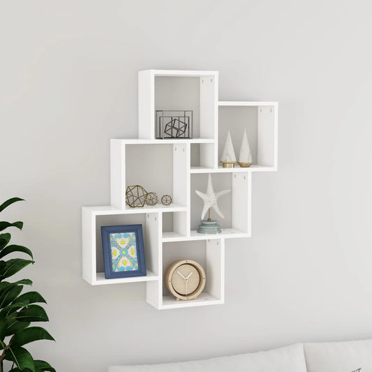 Wall Cube Shelf White 78x15x93 cm Engineered Wood